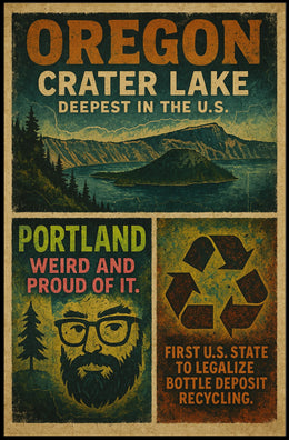 Oregon Pride Crater Lake And Portland Poster