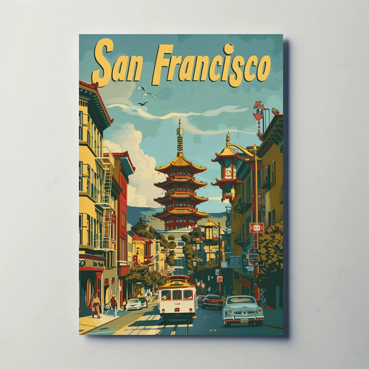 Vintage Travel Poster - San Francisco Chinatown