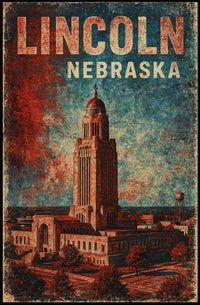Lincoln Cityscape Travel Minimalist Poster