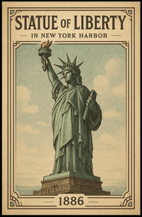 Statue of Liberty Vintage Illustration Cultural or Heritage Poster