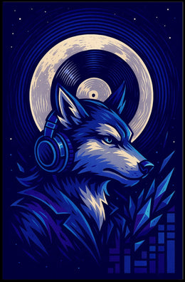 Moonlit Music Wolf Poster