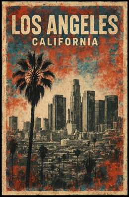 Los Angeles Vintage Cityscape Palm Retro Poster