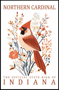 Northern Cardinal Indiana State Bird Art Poster