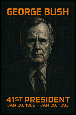 George H. W. Bush 41st President of the United States Techno Schematic Poster