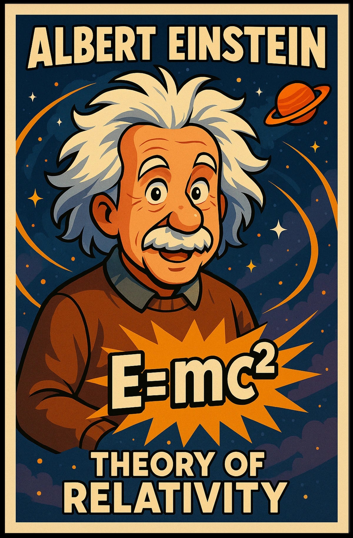 Einstein Relativity Theory Vintage Educational Wall Poster
