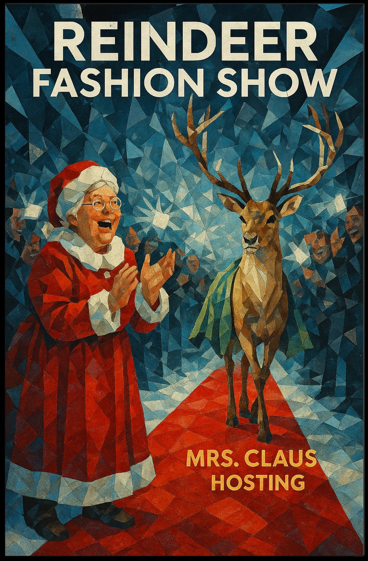 Reindeer Fashion Show Wonderland Festive Animal Poster