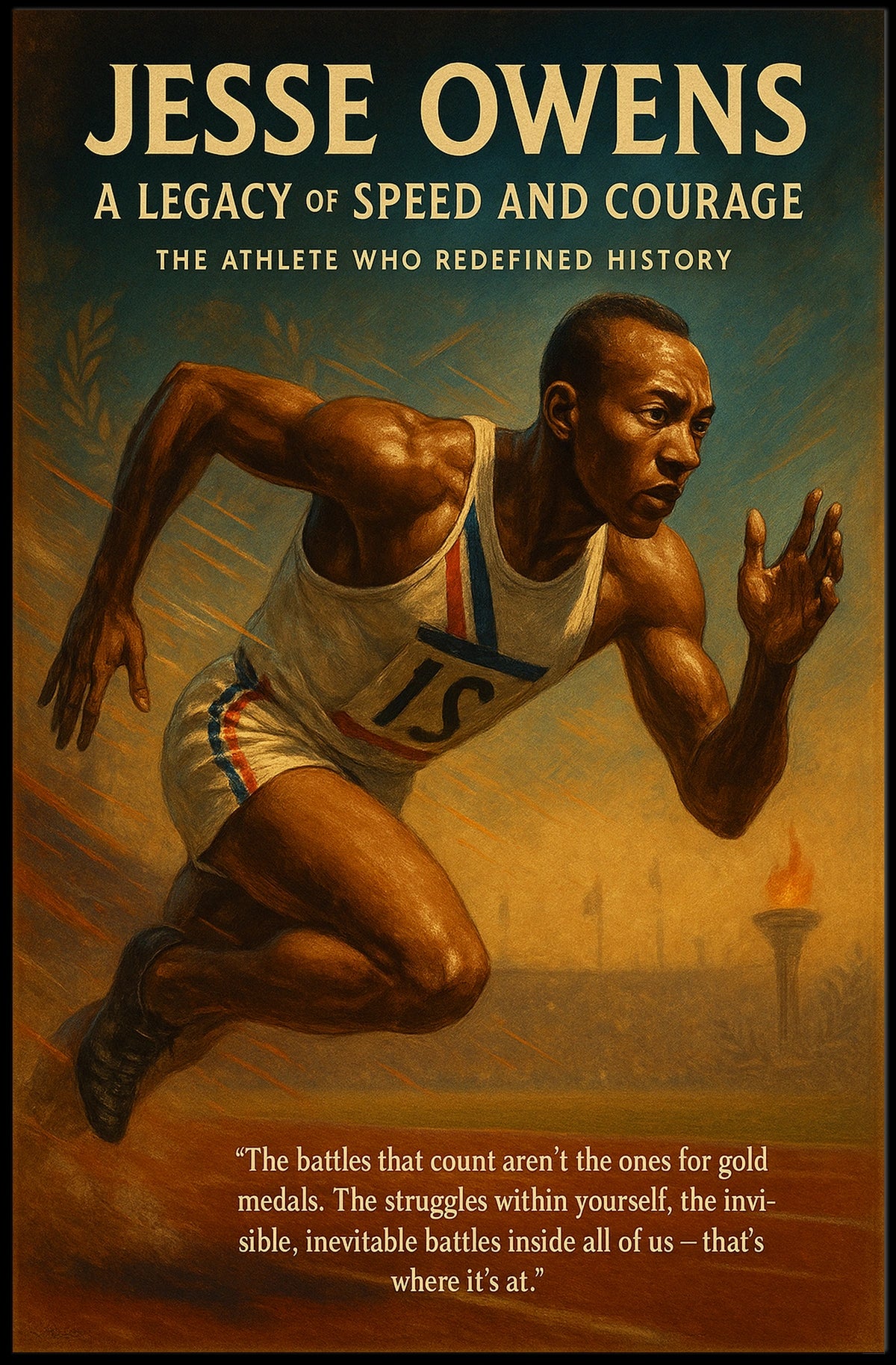Jesse Owens Vintage Olympic Motivational Sports Poster