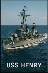 USS Henry Naval Ship Poster Vintage Maritime Wall Art