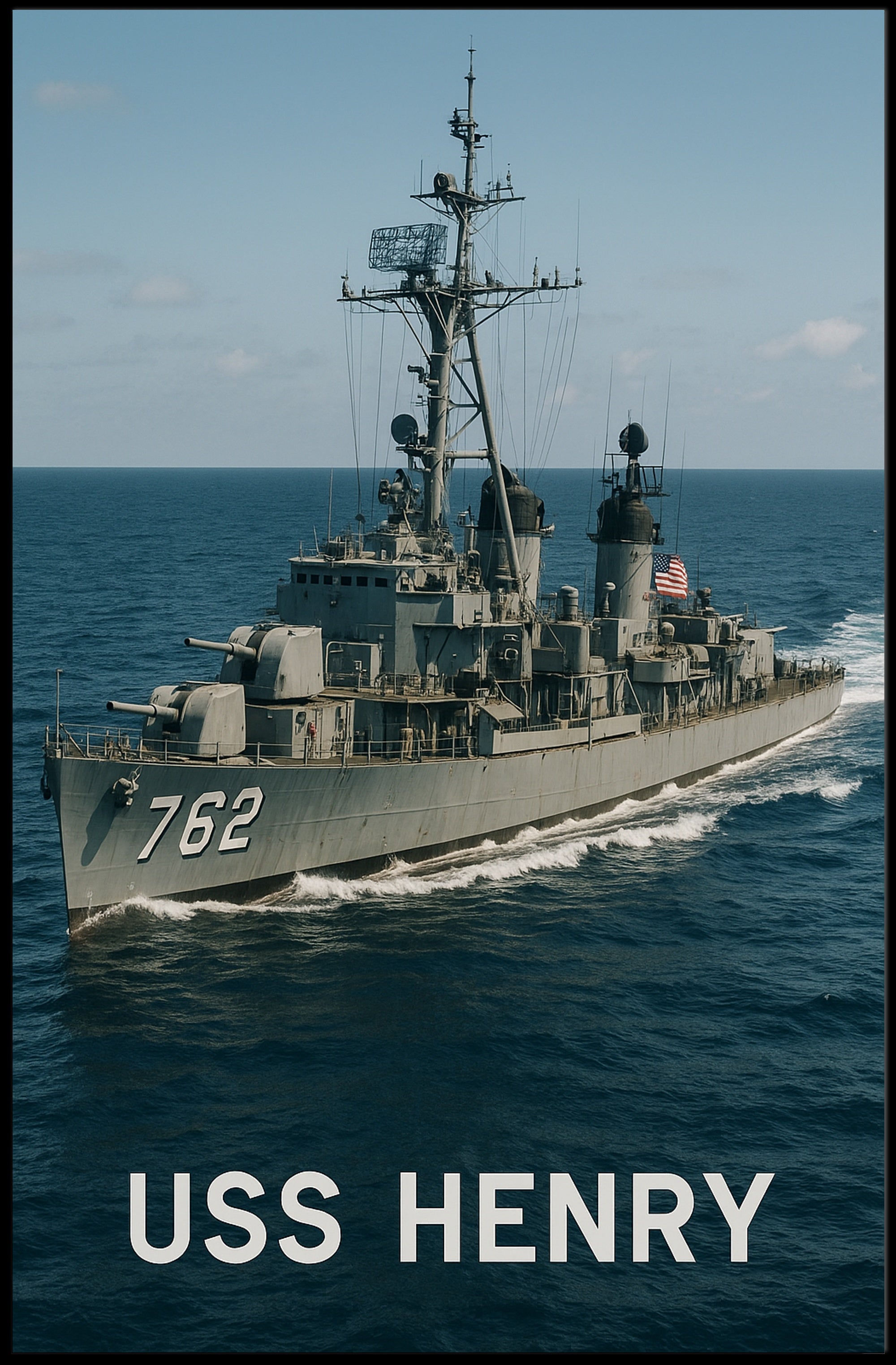 USS Henry Naval Ship Poster Vintage Maritime Wall Art