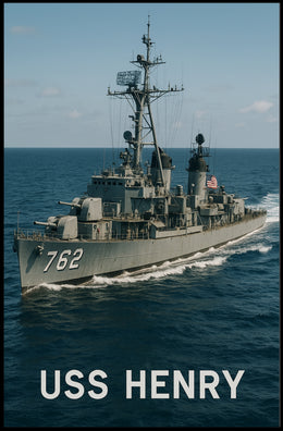USS Henry Naval Ship Poster Vintage Maritime Wall Art