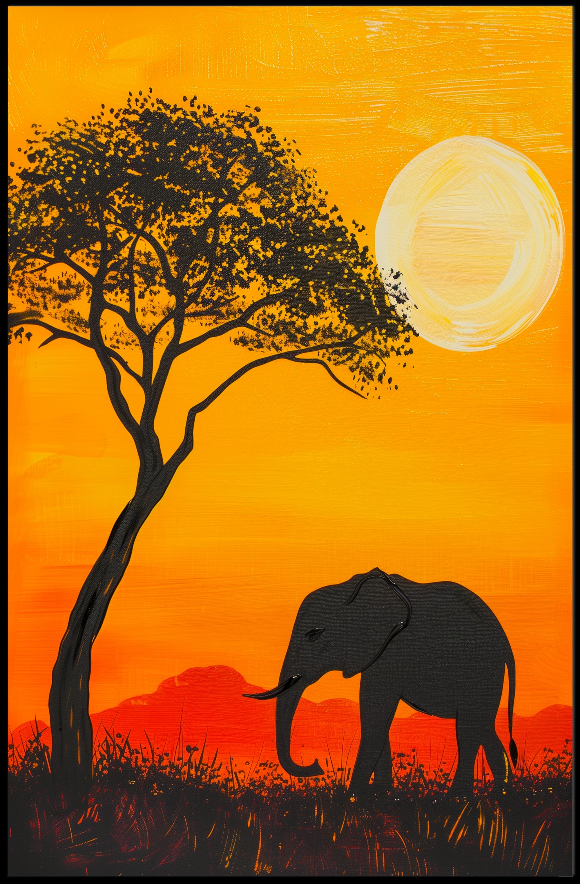 African Sunset Poster Vintage Safari Wall Art