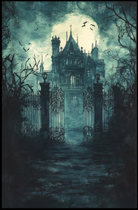 Haunted Manor Under The Moonlight Poster