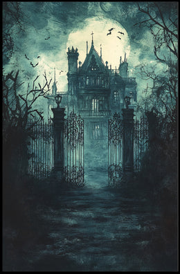 Haunted Manor Under The Moonlight Poster