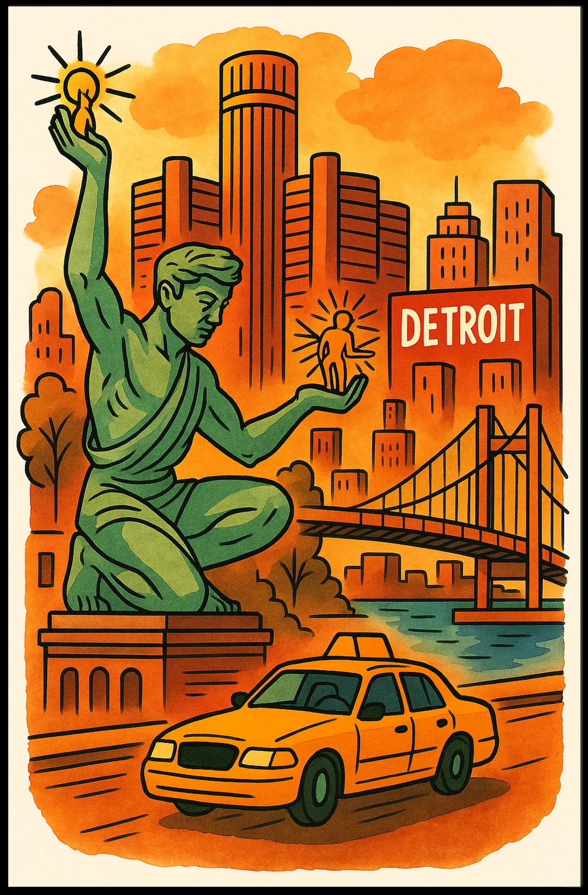 Spirit of Detroit Art Poster