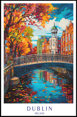 Dublin's Vibrant Bridge: European Charm Urban or Cityscape Poster PosterGoat