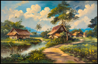 Serene Tropical Countryside Impressionist Art Poster