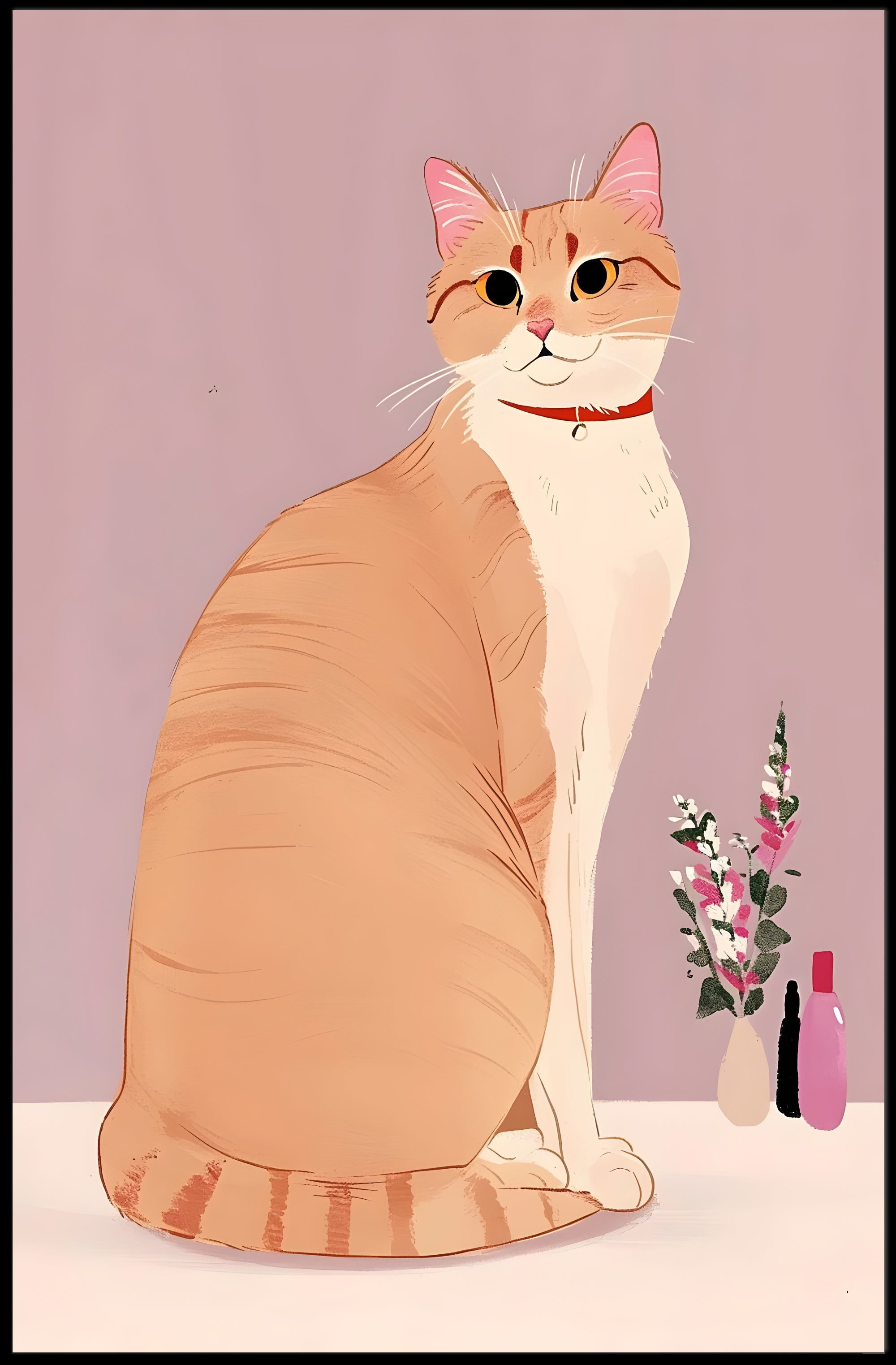 Regal Cat Portrait Poster Vintage Animal Wall Art