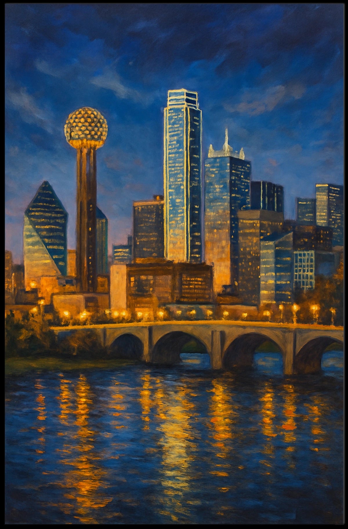 Dallas Skyline at Dusk Poster