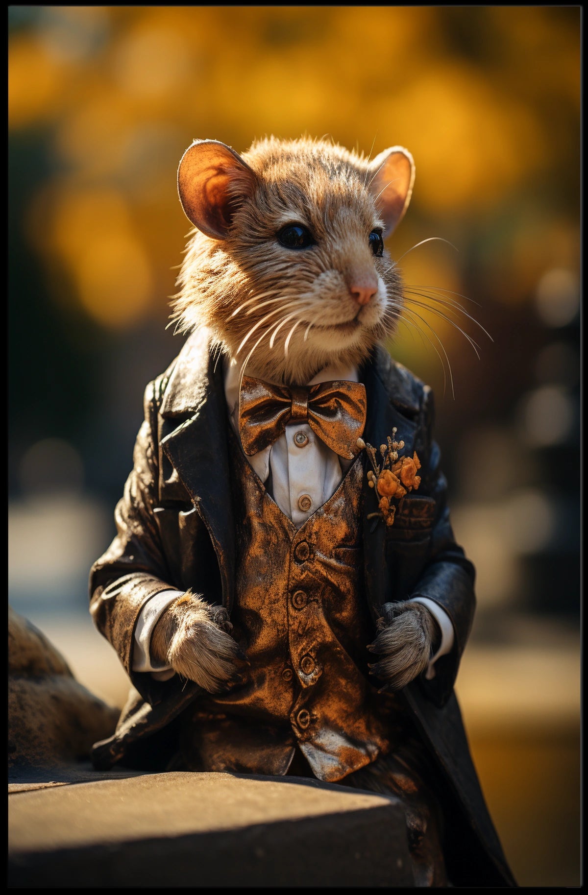 Dapper Mouse In Autumn Attire Poster