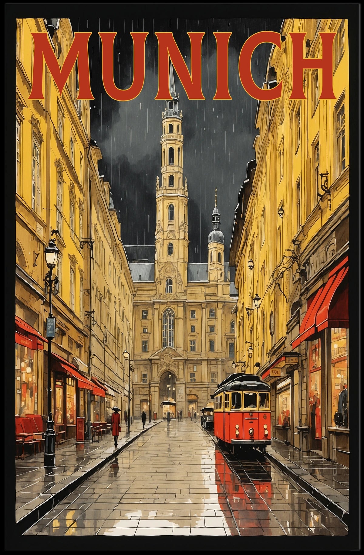 Munich Street Scene Poster