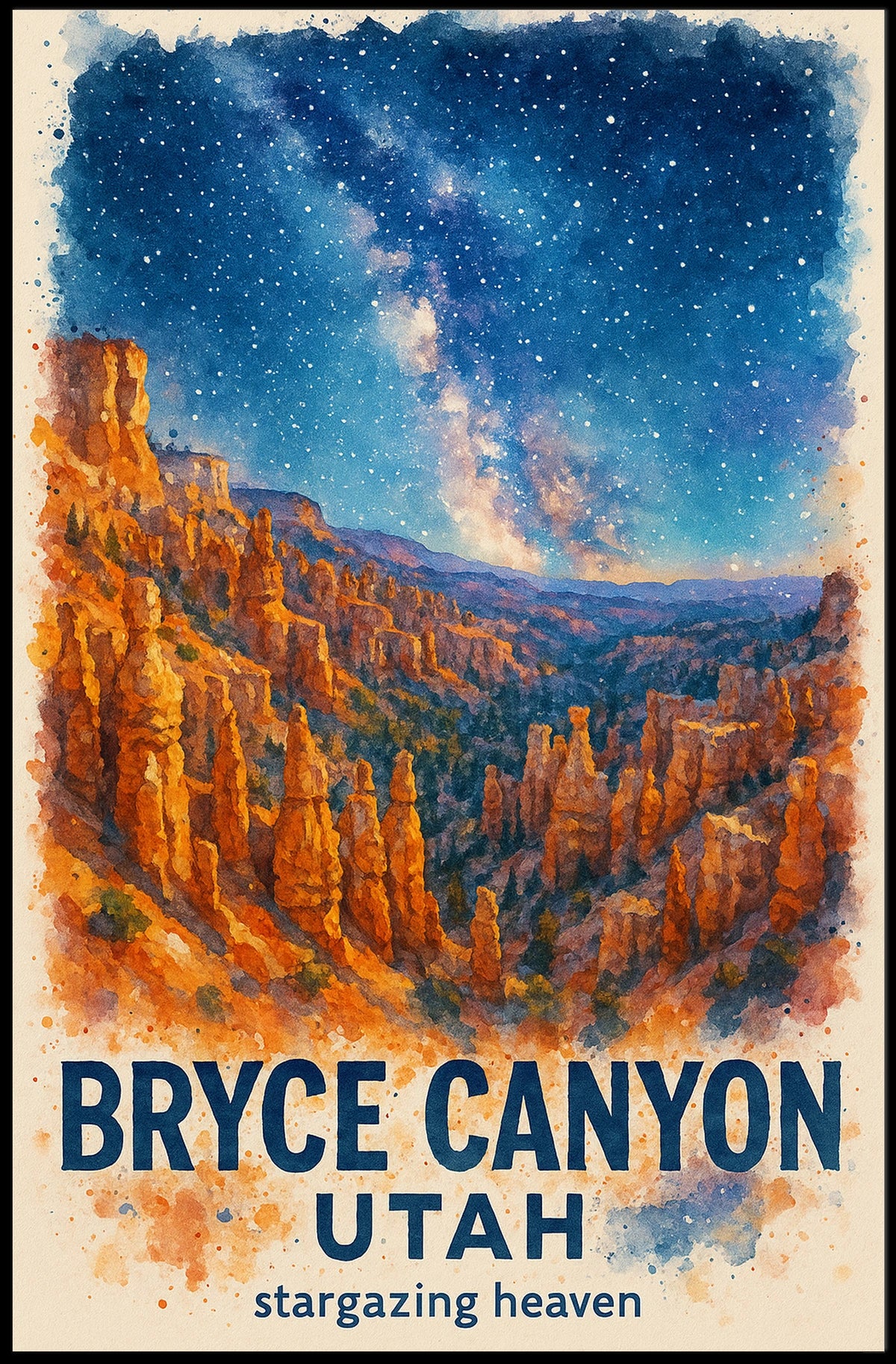 Bryce Canyon Nightscape: Stars and Hoodoos Art Print