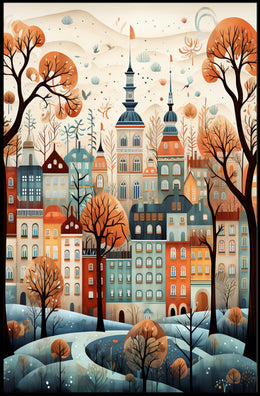 Enchanted Autumn Cityscape Poster