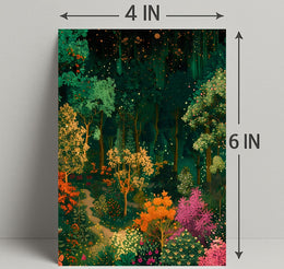 Enchanted Night Forest Fantasy with Stars Poster