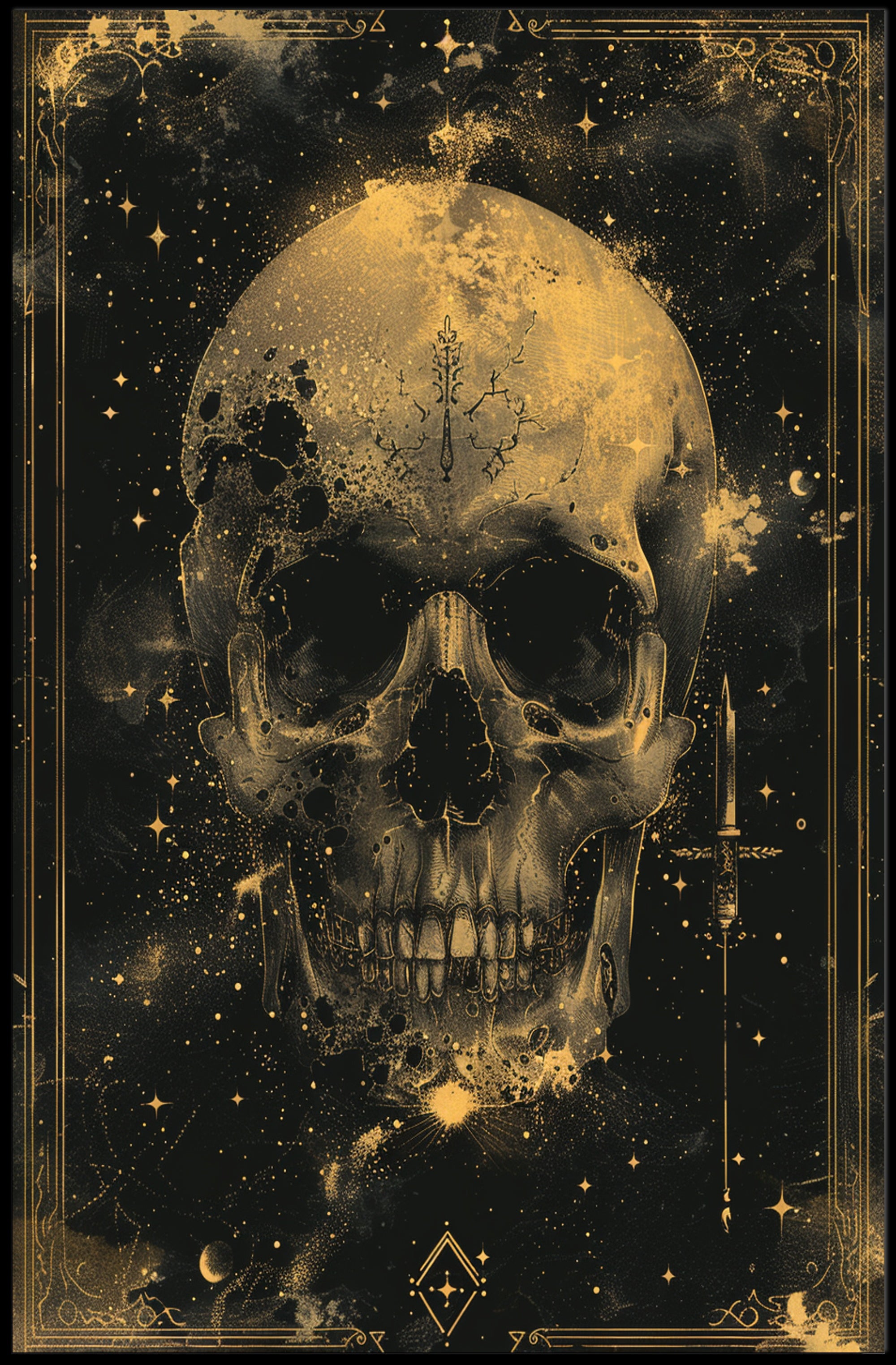 Cosmic Skull: Mystical Celestial Art Poster PosterGoat