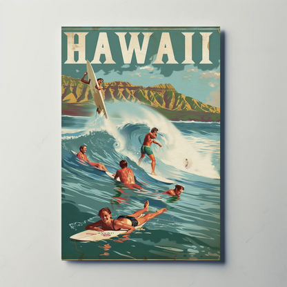 Vintage Poster Hawaii Surfing