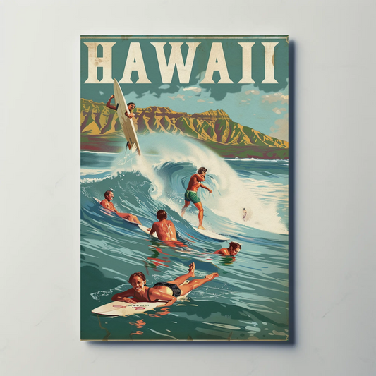 Vintage Poster Hawaii Surfing