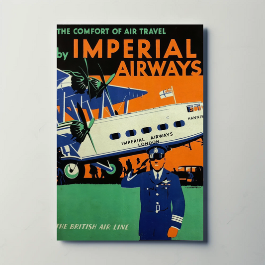 British Imperial Airways Plane Hannibal Vintage Travel Poster
