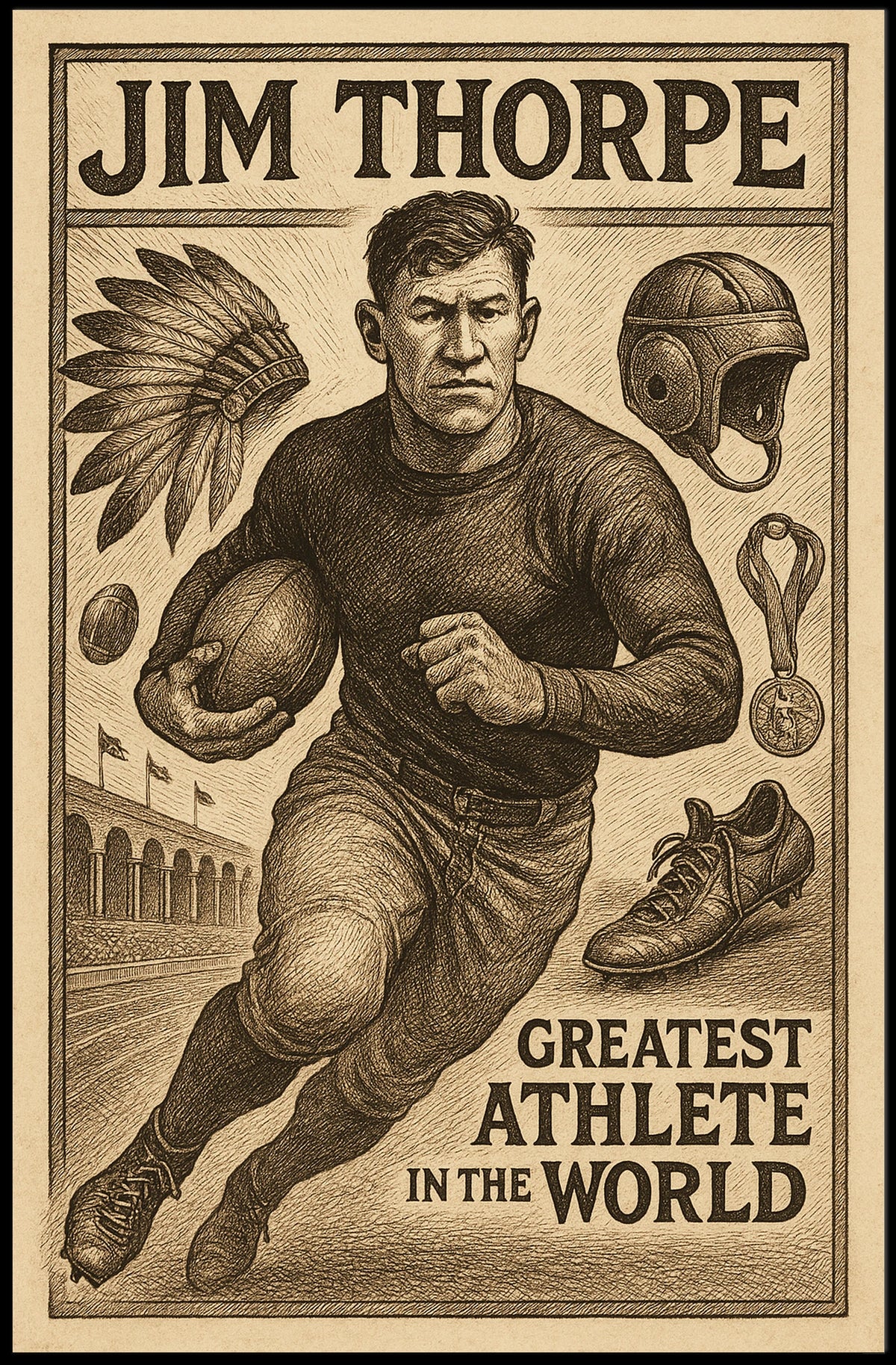 Jim Thorpe Legendary Athlete Poster