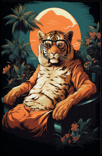 Relaxed Tiger in Sunglasses Animal Poster