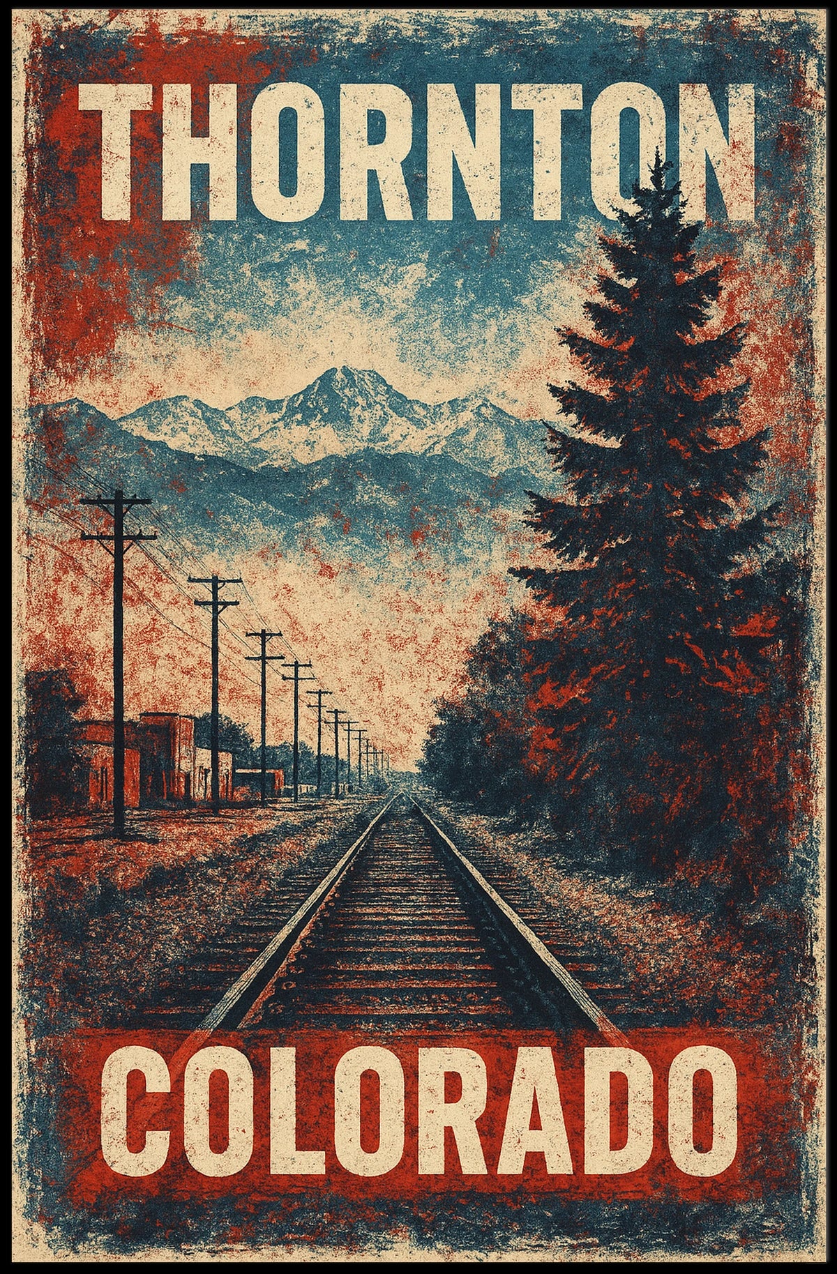 Retro Thornton Colorado Adventure Landscape Poster