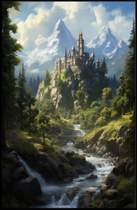 Enchanted Mountain Castle Poster PosterGoat