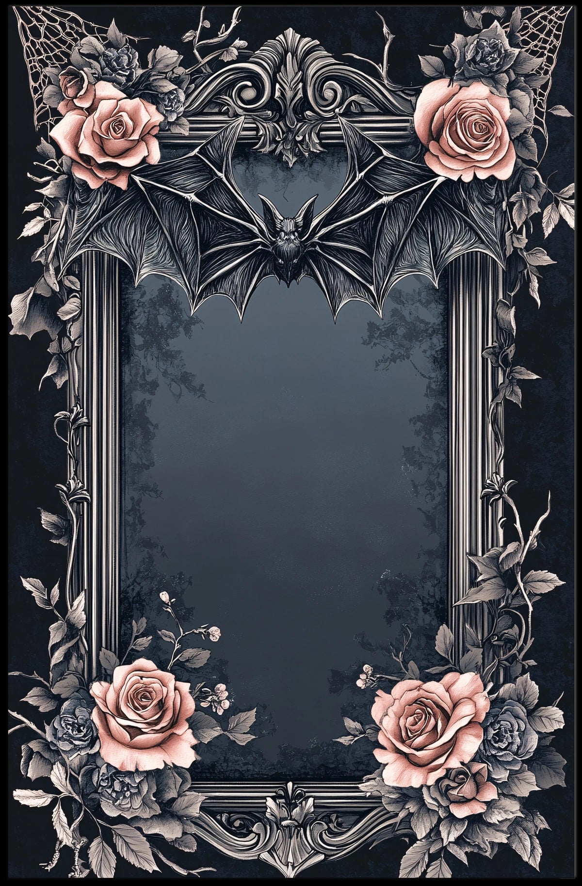 Gothic Romance Bat and Roses Poster