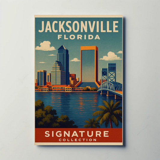Jacksonville Florida Skyline Bridge Signature Poster Poster