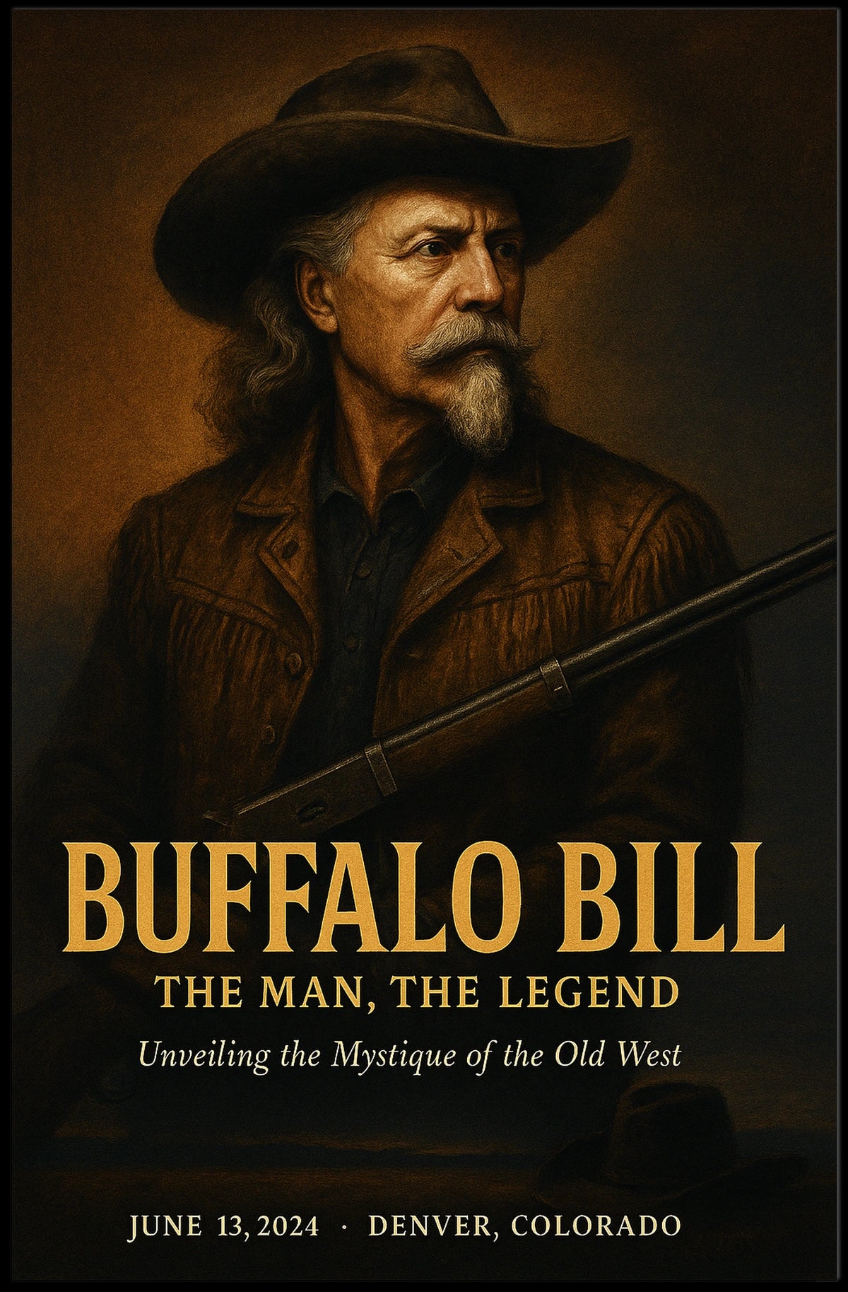 Buffalo Bill Vintage Art Poster: Cultural or Heritage Poster
