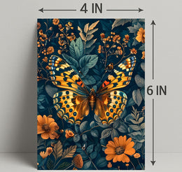 Vibrant Butterfly and Flowers Illustrated Animal Poster