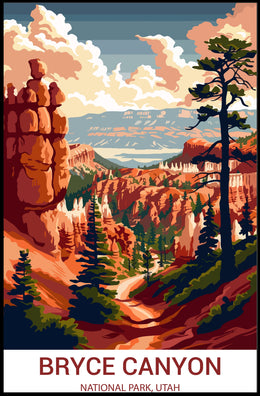 Bryce Canyon Illustrated Print: Stunning National Park Poster
