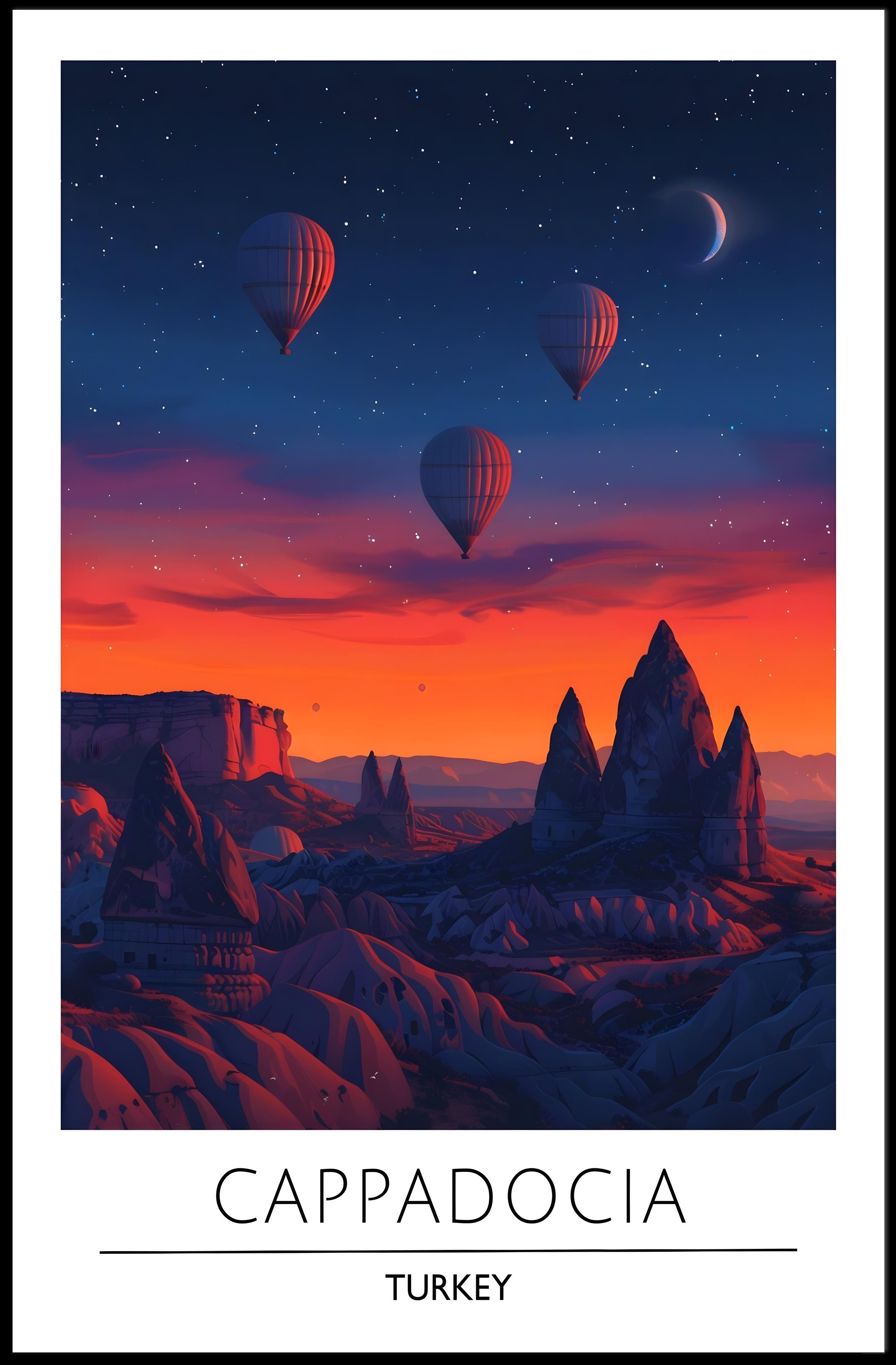 Cappadocia Adventure Hot Air Balloon Travel Poster