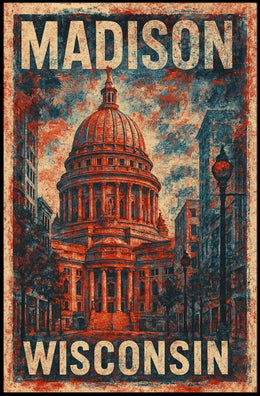 Madison Capitol Vintage Travel Poster
