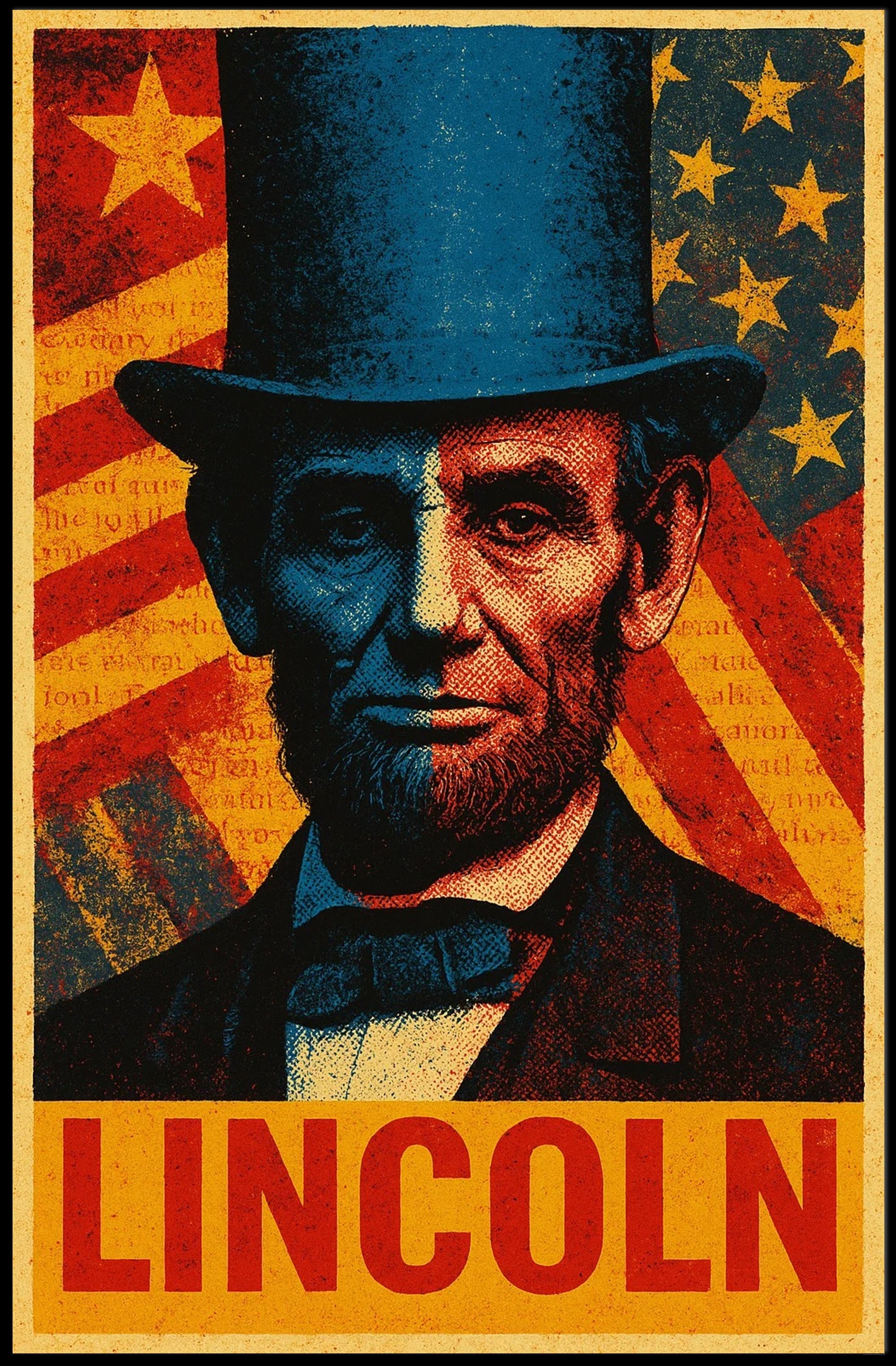 Lincoln Pop Art Poster Celebrating Historical and Presidential Icons