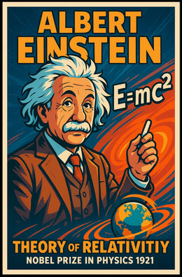 Einstein Nobel Prize Vintage Science Portrait Poster