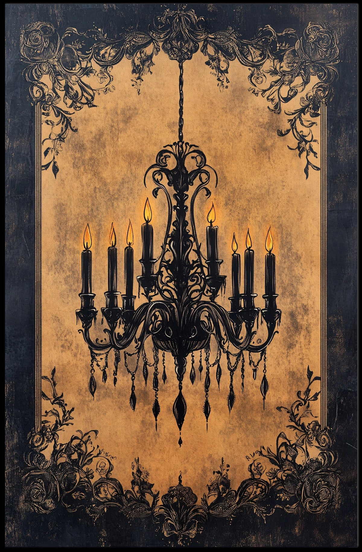 Vintage Chandelier Art Print with Luxurious Details Poster