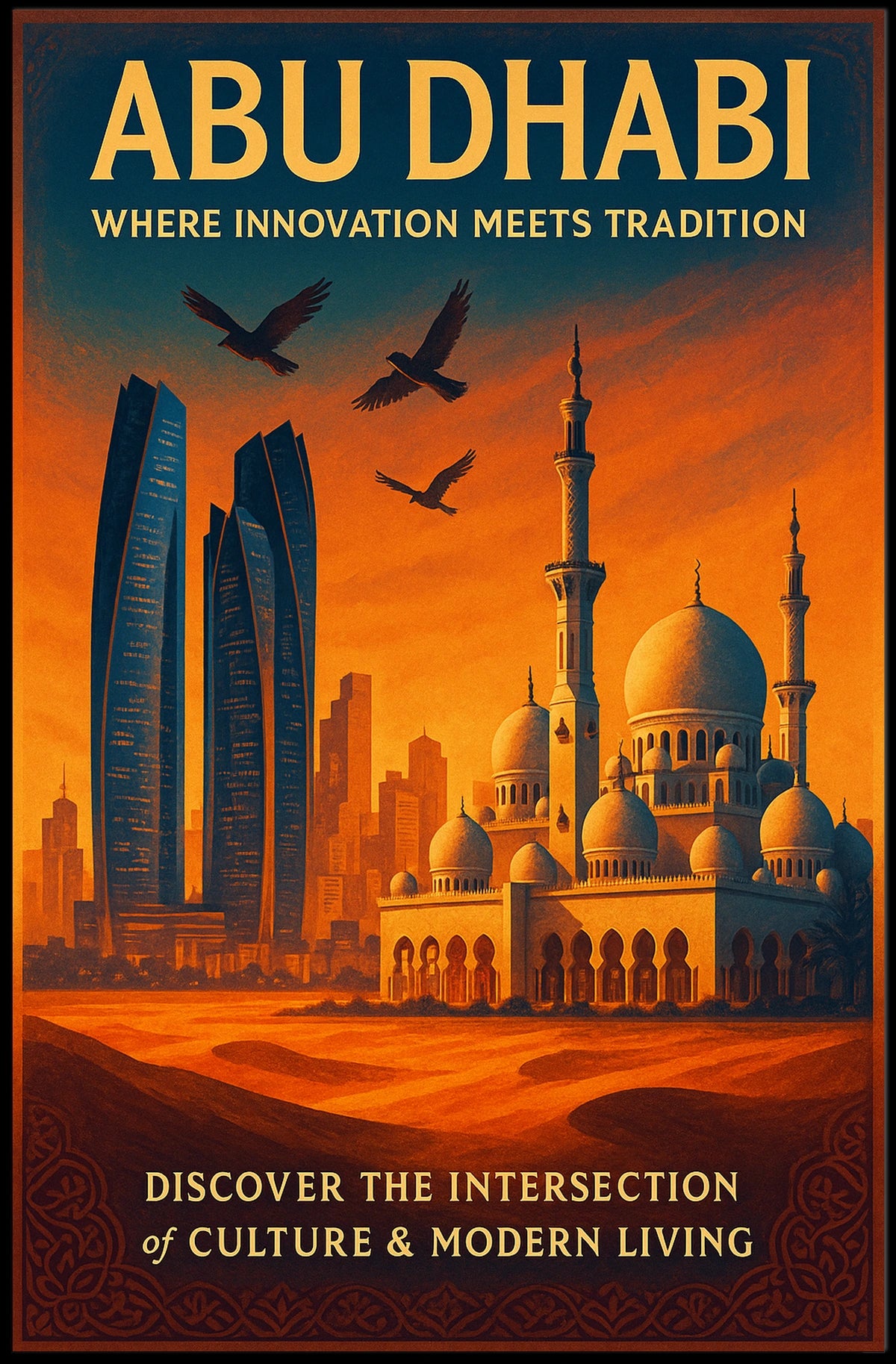 Abu Dhabi Innovation and Tradition Travel Poster