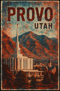 Provo Cityscape Retro Lithograph Collectors Poster