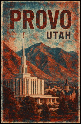 Provo Cityscape Retro Lithograph Collectors Poster