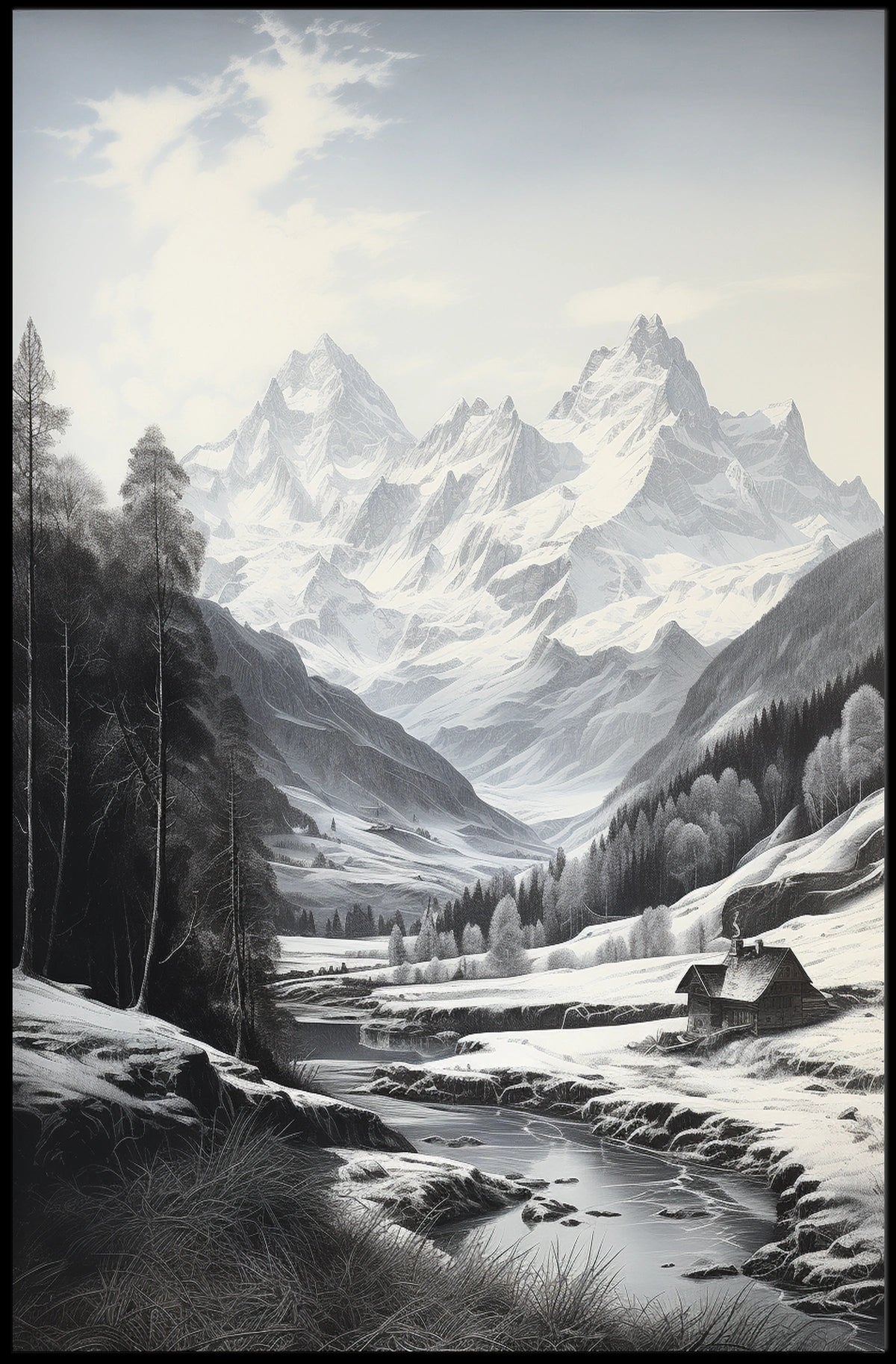 Alpine Serenity: Photorealistic Nature Travel Poster
