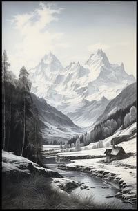 Alpine Serenity: Photorealistic Nature Travel Poster